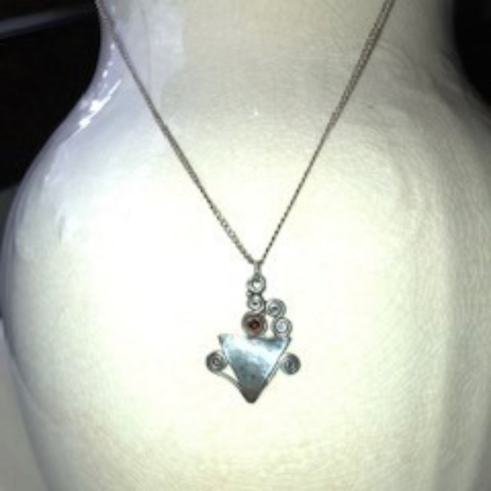 ⬇️Genuine Silver Triangle Necklace and Earrings - Picture 2 of 7